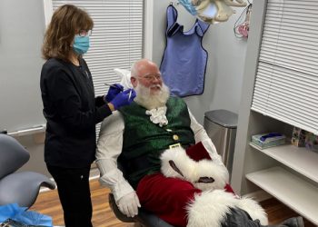 Dentist with santa
